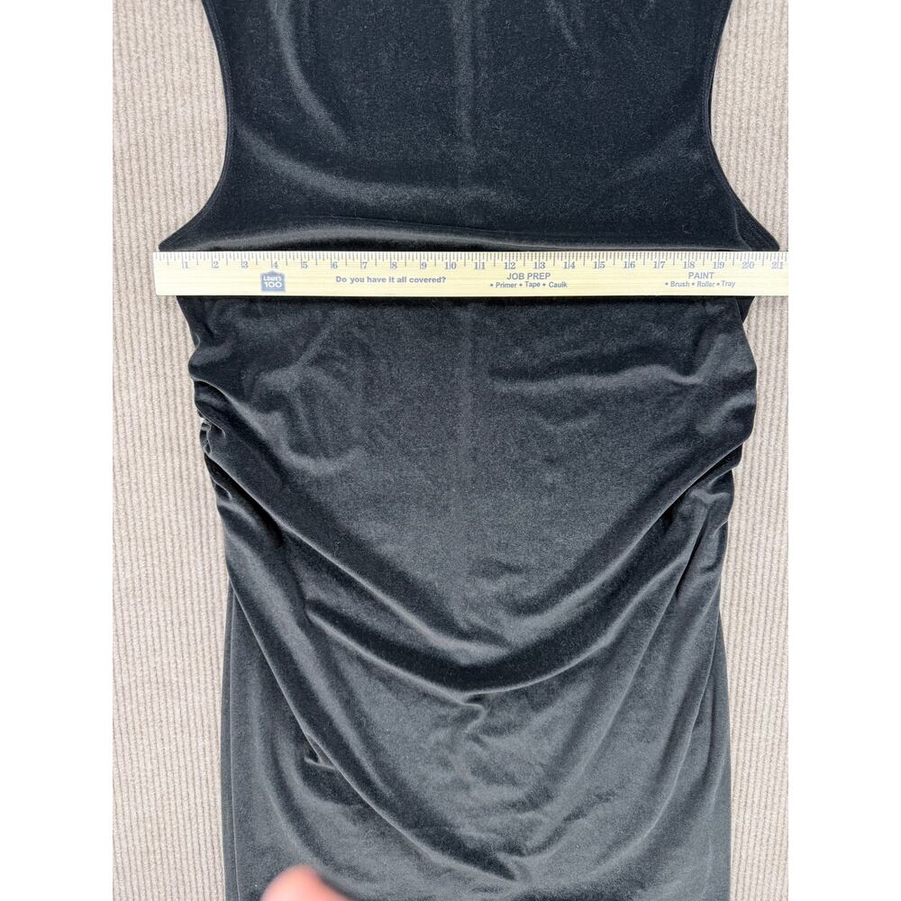 A New Day Black Velvet Ruched Sleeveless Mock Neck Mini Dress Size XXL EUC - Picture 8 of 9